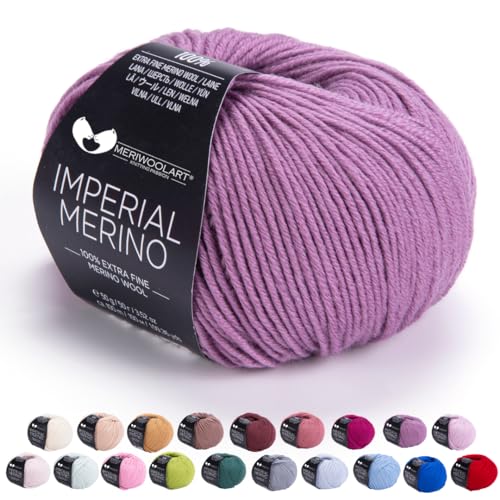 MeriWoolArt® Extrafeine Merinowolle garn zum Stricken oder Häkeln (50g, 100m) - Vielseitig für Hüte, Snoods, Blusen, Tuniken und warme Kleidung für Kinder und Erwachsene von MERIWOOLART