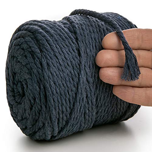 MeriWoolArt® Makramee Garn 6mm 100m Blau, Baumwollgarn Kordel, Dicke Macrame Cord für Makramee Wandbehang, Blumenampel, Vorhang und Mehr DIY Deco (Jeans, 6mm x 100m) von MERIWOOLART