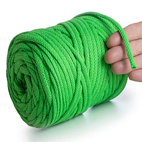 MeriWoolArt® Makramee Garn Neon Grün6 mm x 85 m Baumwollkordel, recyceltes weiches Baumwollgarn für das Stricken von Pflanzenhängern, Schmuckherstellung, Häkeltaschen von MERIWOOLART