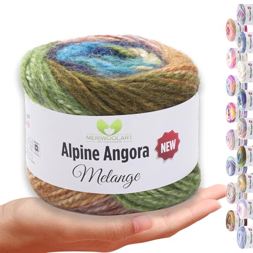 MeriWoolArt® Merino Wolle zum Stricken – 150 m Mehrfarbige Dicke Weiche Merinowolle für Pullover und Jacken – XXL Handstrickwolle – Voluminöse DIY Wolle für Schals, Decken, Tücher & Geschenke 6404 von MERIWOOLART