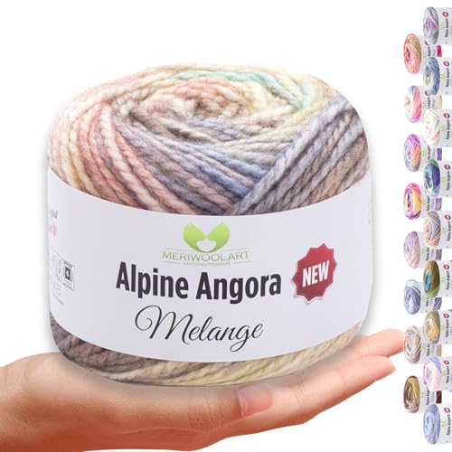 MeriWoolArt® Merino Wolle zum Stricken – 150 m Mehrfarbige Dicke Weiche Merinowolle für Pullover und Jacken – XXL Handstrickwolle – Voluminöse DIY Wolle für Schals, Decken, Tücher & Geschenke 6405 von MERIWOOLART