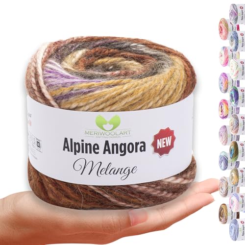 MeriWoolArt® Merino Wolle zum Stricken – 150 m Mehrfarbige Dicke Weiche Merinowolle für Pullover und Jacken – XXL Handstrickwolle – Voluminöse DIY Wolle für Schals, Decken, Tücher & Geschenke 6410 von MERIWOOLART