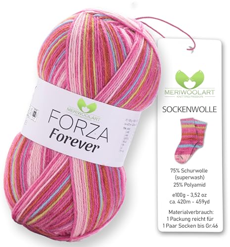 MeriWoolArt® Sockenwolle 4-fädig – 100g Merino Wolle Garn zum Stricken & Häkeln, 75% Schurwolle (superwash), 25% Polyamid, 420m – Ideal für Socken für Herren und Damen, Pullover & Cardigans 2706 von MERIWOOLART