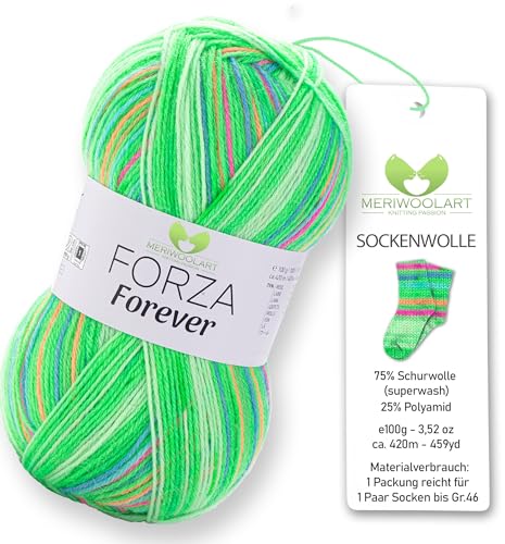 MeriWoolArt® Sockenwolle 4-fädig – 100g Merino Wolle Garn zum Stricken & Häkeln, 75% Schurwolle (superwash), 25% Polyamid, 420m – Ideal für Socken für Herren und Damen, Pullover & Cardigans 2709 von MERIWOOLART