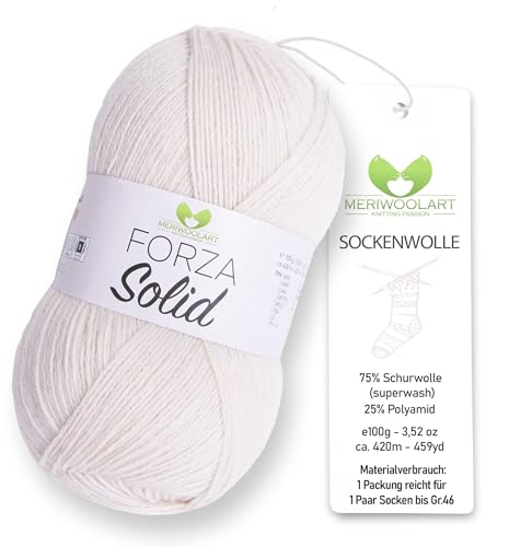 MeriWoolArt® Sockenwolle 4-fädig – 100g Merino Wolle Garn zum Stricken & Häkeln, 75% Schurwolle (superwash), 25% Polyamid, 420m – Ideal für Socken für Herren und Damen, Pullover & Cardigans 4603 von MERIWOOLART