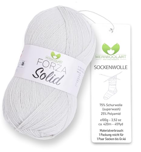 MeriWoolArt® Sockenwolle 4-fädig – 100g Merino Wolle Garn zum Stricken & Häkeln, 75% Schurwolle (superwash), 25% Polyamid, 420m – Ideal für Socken für Herren und Damen, Pullover & Cardigans 4611 von MERIWOOLART