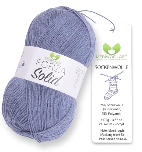 MeriWoolArt® Sockenwolle 4-fädig – 100g Merino Wolle Garn zum Stricken & Häkeln, 75% Schurwolle (superwash), 25% Polyamid, 420m – Ideal für Socken für Herren und Damen, Pullover & Cardigans 4614 von MERIWOOLART