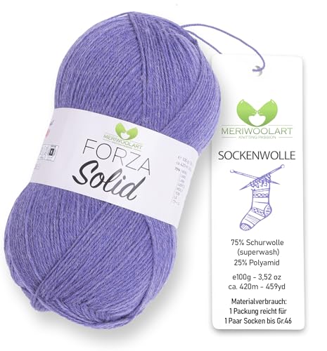 MeriWoolArt® Sockenwolle 4-fädig – 100g Merino Wolle Garn zum Stricken & Häkeln, 75% Schurwolle (superwash), 25% Polyamid, 420m – Ideal für Socken für Herren und Damen, Pullover & Cardigans 4616 von MERIWOOLART