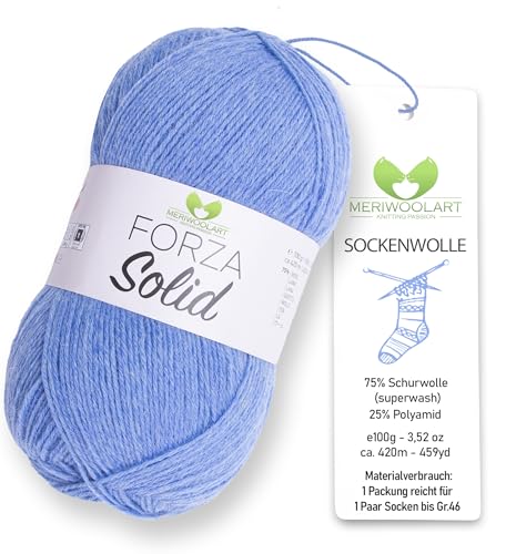 MeriWoolArt® Sockenwolle 4-fädig – 100g Merino Wolle Garn zum Stricken & Häkeln, 75% Schurwolle (superwash), 25% Polyamid, 420m – Ideal für Socken für Herren und Damen, Pullover & Cardigans 4617 von MERIWOOLART