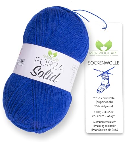 MeriWoolArt® Sockenwolle 4-fädig – 100g Merino Wolle Garn zum Stricken & Häkeln, 75% Schurwolle (superwash), 25% Polyamid, 420m – Ideal für Socken für Herren und Damen, Pullover & Cardigans 4619 von MERIWOOLART