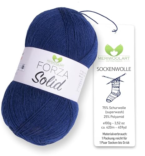 MeriWoolArt® Sockenwolle 4-fädig – 100g Merino Wolle Garn zum Stricken & Häkeln, 75% Schurwolle (superwash), 25% Polyamid, 420m – Ideal für Socken für Herren und Damen, Pullover & Cardigans 4620 von MERIWOOLART