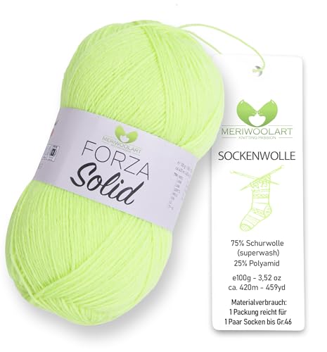 MeriWoolArt® Sockenwolle 4-fädig – 100g Merino Wolle Garn zum Stricken & Häkeln, 75% Schurwolle (superwash), 25% Polyamid, 420m – Ideal für Socken für Herren und Damen, Pullover & Cardigans 4630 von MERIWOOLART