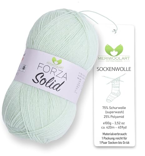 MeriWoolArt® Sockenwolle 4-fädig – 100g Merino Wolle Garn zum Stricken & Häkeln, 75% Schurwolle (superwash), 25% Polyamid, 420m – Ideal für Socken für Herren und Damen, Pullover & Cardigans 4631 von MERIWOOLART