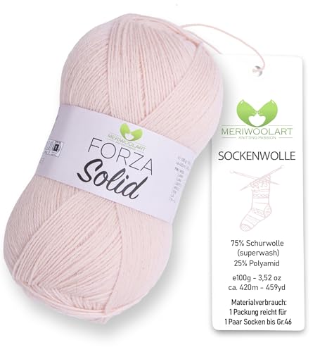 MeriWoolArt® Sockenwolle 4-fädig – 100g Merino Wolle Garn zum Stricken & Häkeln, 75% Schurwolle (superwash), 25% Polyamid, 420m – Ideal für Socken für Herren und Damen, Pullover & Cardigans 4633 von MERIWOOLART