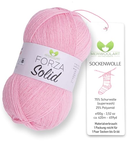 MeriWoolArt® Sockenwolle 4-fädig – 100g Merino Wolle Garn zum Stricken & Häkeln, 75% Schurwolle (superwash), 25% Polyamid, 420m – Ideal für Socken für Herren und Damen, Pullover & Cardigans 4635 von MERIWOOLART