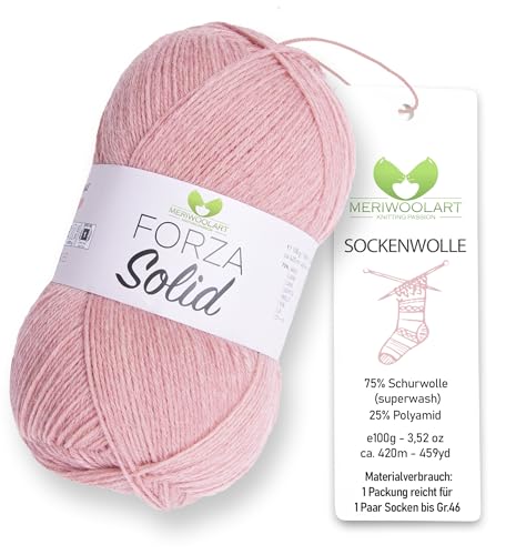 MeriWoolArt® Sockenwolle 4-fädig – 100g Merino Wolle Garn zum Stricken & Häkeln, 75% Schurwolle (superwash), 25% Polyamid, 420m – Ideal für Socken für Herren und Damen, Pullover & Cardigans 4636 von MERIWOOLART