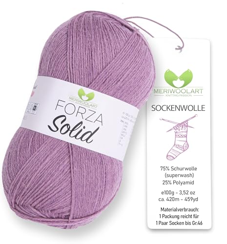 MeriWoolArt® Sockenwolle 4-fädig – 100g Merino Wolle Garn zum Stricken & Häkeln, 75% Schurwolle (superwash), 25% Polyamid, 420m – Ideal für Socken für Herren und Damen, Pullover & Cardigans 4637 von MERIWOOLART