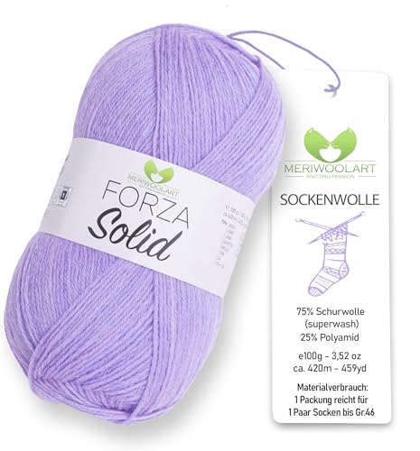 MeriWoolArt® Sockenwolle 4-fädig – 100g Merino Wolle Garn zum Stricken & Häkeln, 75% Schurwolle (superwash), 25% Polyamid, 420m – Ideal für Socken für Herren und Damen, Pullover & Cardigans 4638 von MERIWOOLART