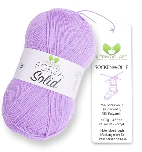 MeriWoolArt® Sockenwolle 4-fädig – 100g Merino Wolle Garn zum Stricken & Häkeln, 75% Schurwolle (superwash), 25% Polyamid, 420m – Ideal für Socken für Herren und Damen, Pullover & Cardigans 4639 von MERIWOOLART