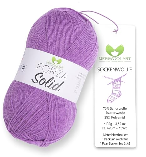 MeriWoolArt® Sockenwolle 4-fädig – 100g Merino Wolle Garn zum Stricken & Häkeln, 75% Schurwolle (superwash), 25% Polyamid, 420m – Ideal für Socken für Herren und Damen, Pullover & Cardigans 4640 von MERIWOOLART