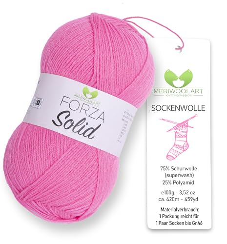 MeriWoolArt® Sockenwolle 4-fädig – 100g Merino Wolle Garn zum Stricken & Häkeln, 75% Schurwolle (superwash), 25% Polyamid, 420m – Ideal für Socken für Herren und Damen, Pullover & Cardigans 4642 von MERIWOOLART