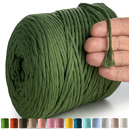 MeriWoolArt® Makramee Garn Grün - Makramee Garn 4mm farbig 225m - Super weiches Baumwollgarn, einfach gedrehte Makramee Schnur für Makramee Wandbehang, Blumenampel, Vorhang und Mehr DIY Deco von MERIWOOLART