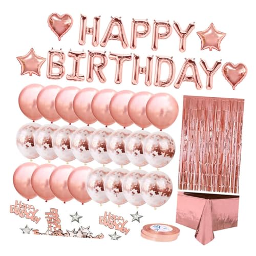 1 Satz Roségold-ballon-set Luftballons Für Geburtstagsfeiern Buchstabendekor Luftballons Für Kinder Geburtstags-konfetti-ballon Geburtstagsgeschirr Kinder Dekor Herz Dekor Plastik MERRYHAPY von MERRYHAPY