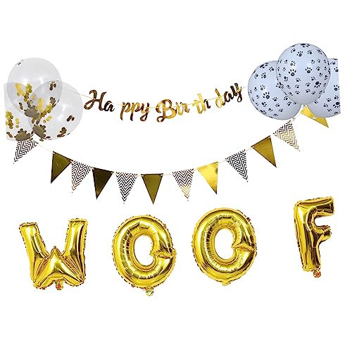 MERRYHAPY 1 Satz 18 Stück Hundegeburtstagsdekoration alles zum Geburtstag-Banner Partyballons und Banner Aluminiumfolie Luftballons Geburtstagsbanner für Hunde Partyzubehör Emulsion von MERRYHAPY