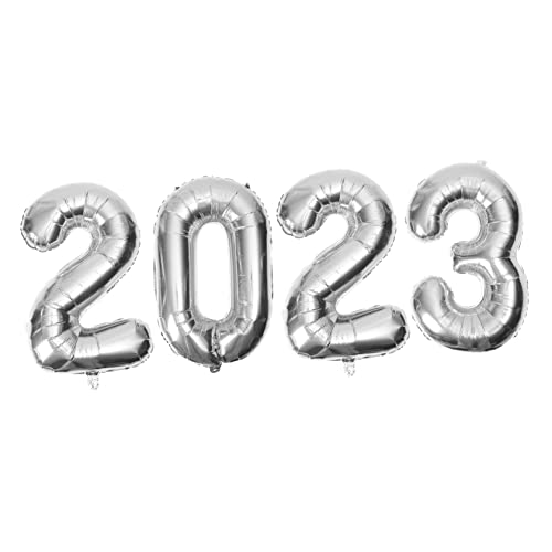 MERRYHAPY 1 Satz 2023 2023 Aluminiumfolienballon Silvester-Ballon-Dekor silberner Buchstabenballon house decoration zahlenluftballons 2023 Zahlenballondekor 2023 Neujahrsballon Silver von MERRYHAPY