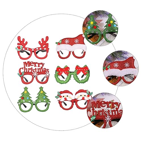 MERRYHAPY 1 Satz 6 Stk Weihnachtsbrillengestell für Kinder Urlaub Party Gefälligkeiten Krippenschmuck für Kinder lustige Sonnenbrille weihnachtsdeko kinder ferngläser Partybrillen Stoff rot von MERRYHAPY