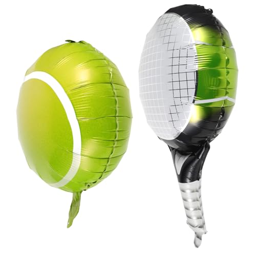 MERRYHAPY 1 Satz Tennisballon Hochzeitsballons Zubehör Für Tennis-geburtstagsfeiern Tennis-partyzubehör Tennisballballons Partyballons Sport-ausschnitte-ballon Tennisschläger Aluminiumfolie von MERRYHAPY