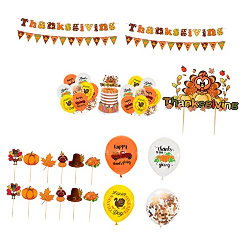 MERRYHAPY 1 Satz Truthahn-ahornblatt-luftballons Ballons Dekor Thanksgiving-topper-banner Thanksgiving-kuchendekorationen Kürbis-dekor Kuchen-kit Frohes Thanksgiving Festivalballons Emulsion von MERRYHAPY