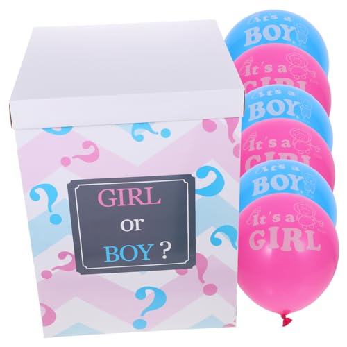 MERRYHAPY 1 Set Gender Reveal Box Mit 6 Luftballons Pink Und Dekoration Für Shower Und Geschlechterenthüllung Party Zubehör Für Jungen Und ädchen von MERRYHAPY