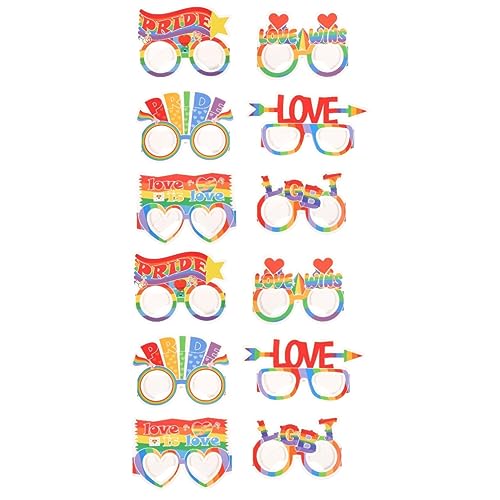 MERRYHAPY 12 Stk Fotobrille karnevalsbrille regenbogengläser Party-Selfie-Requisiten Regenbogen-Partybrille Abschlussball Brille Pride-Paraden-Brille Brille für Bühnenshows Papier von MERRYHAPY