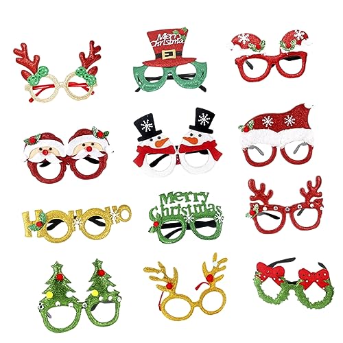 MERRYHAPY 12 Stk Weihnachtspapier 3d-brille Neuheit Weihnachtsbrillen Urlaubsfotohintergrund Weihnachtsfeier Brille Weihnachtsparty-brille Weihnachten Lustige Brillen Urlaubsbrille Stoff Rot von MERRYHAPY