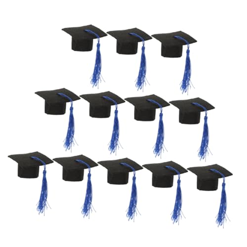 MERRYHAPY 12St Mini-Arztmütze abschlussfeier graduation cap Abschlussparty bläulich Kappendekorationen für den Abschluss Wein tiere Abschlusshut Glas Topper Mini-Abschlusskappe Vlies Blue von MERRYHAPY