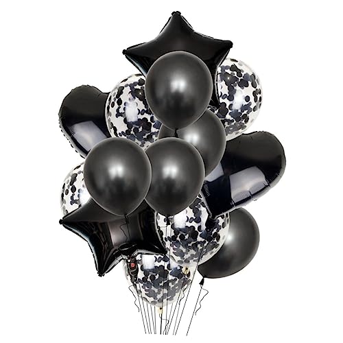 MERRYHAPY 14 Teiliges Set Dekorative Aluminium Folienballons 2 Herzballons 2 Sternballons 5 Perlmutt Latexballons Und 5 Glitzerballons von MERRYHAPY