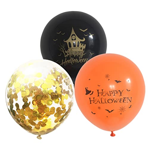 MERRYHAPY 15 Teiliges Halloween Luftballon Set Mit Bedruckten Latexballons Und Dekorativen Konfetti Luftballons Für Partys Feste Und Halloween Dekorationen Bunten Farben von MERRYHAPY