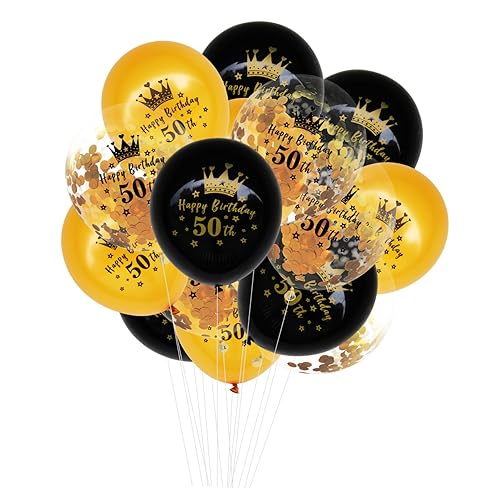 MERRYHAPY 15st Geburtstag Luftballons Dekorative Luftballons Zahlenballon Partyballons Zum Geburtstag Geburtstags-konfetti-ballon Ballon Mit 50 Schwarzer Ballon Golddekor Emulsion von MERRYHAPY