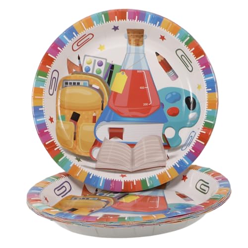 MERRYHAPY 16St Back to School-Geschirr Kuchenplatte Dessertteller aus Papier Abendessen Pappteller Dessertgerichte Obstteller Party Dekoration Party-Kasse Partygeschenk Multifunktionsteller von MERRYHAPY