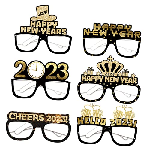 MERRYHAPY 18 Stk Foto-Requisiten für das neue Jahr Brillengestelle lustige Sonnenbrille new year decoration neujahrsdeko Dekor tragbare Fotorequisiten praktische Partyartikel Papier von MERRYHAPY