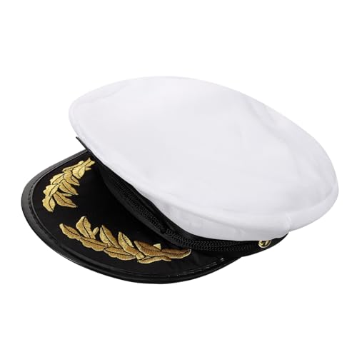 MERRYHAPY 1Stk dummer Hut Yacht-Kapitänshut Kapitäns-Yachthut Marine-Marine-Mütze Marine Kostümmütze Kappe Matrosenmütze Admiral-Kostüm matrosenmützen white cap Marinehut Weiß von MERRYHAPY