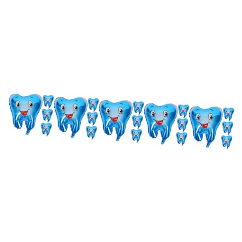 MERRYHAPY 20 Stk Zahnballon Jubiläumsbriefballons Ballonbogen Babyauto Shower Dekoration Luftballons für Shower dekorative Luftballons zum Geburtstag Zahn Aluminiumfolie Blue von MERRYHAPY