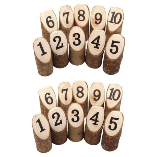 MERRYHAPY 20 Stück Rustikale Deko Heimdekoration Bedruckte Stubs Esstischdekoration Mini Stumps Tischnummernanzeiger Hochzeitstischdekorationen Hausdekorationen Für Zuhause Aus Holz von MERRYHAPY