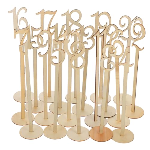 MERRYHAPY 20 Stücke Holz Tisch Zahlen Für Hochzeit Veranstaltungen Elegante Stand Sitz Zahlen Mit Basis Für Abendessen von MERRYHAPY