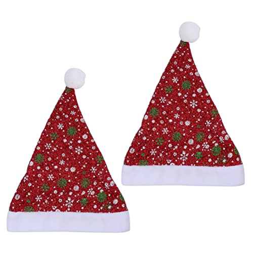 MERRYHAPY 2St Weihnachtsmütze winterhut weihnachtsmotiv funny hat Hut mit Schneeflockenmuster weihnachtskostüm hut Gefälligkeiten für Weihnachtsfeiern Weihnachtsfeier Kopfschmuck Flanell rot von MERRYHAPY