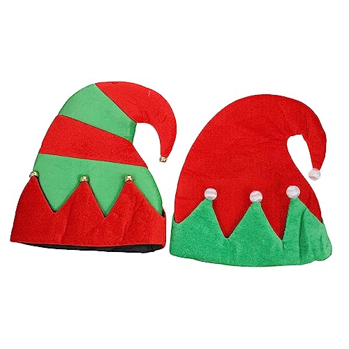 MERRYHAPY 2st Weihnachtselfenmütze Dekorative Weihnachtsmützen Damen Hut Feiertags-partyhüte Elfenfilzhut Singender Elfenhut Urlaub Weihnachtsmannmütze Weihnachtsmütze Für Kinder Stoff von MERRYHAPY