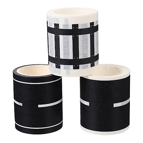 MERRYHAPY 3 Stk Straßen spielzeug Autobahnband Straßenband für Party Straßenband für Autos verkehrszeichen spielzeug klebeband straße Verkehrsklebeband Washi-Tape-Aufkleber Papier Black von MERRYHAPY