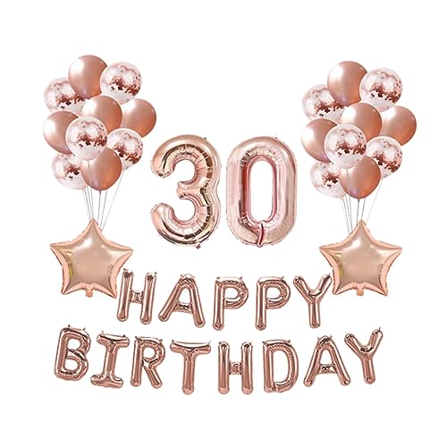 MERRYHAPY 37 Stück Roségold Luftballons Set 30 Jahre Alt Geburtstagsdeko Aus Naturlatex Und Aluminiumfolie Mit Pailletten Perfekte Ballons Für Geburtstagsfeier Und Jubiläumsfeier von MERRYHAPY