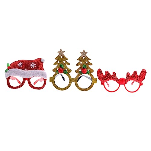 MERRYHAPY 3St Weihnachtsbrillengestell Kinderbrille lustige weihnachtsbrille kinderferngläser weihnachts party Weihnachtsfeier Glas Brille für die Weihnachtsfeier Kunststoffe und Vliesstoffe von MERRYHAPY